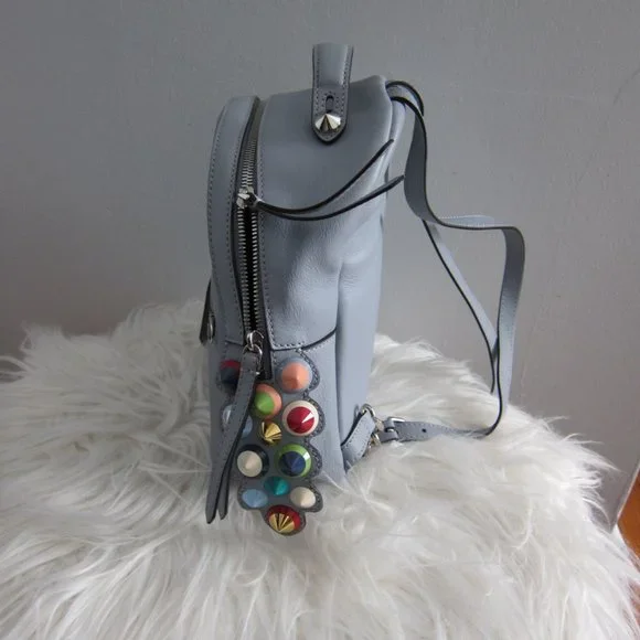 Fendi By The Way Backpack Studded Leather Mini Light Blue display picture 2